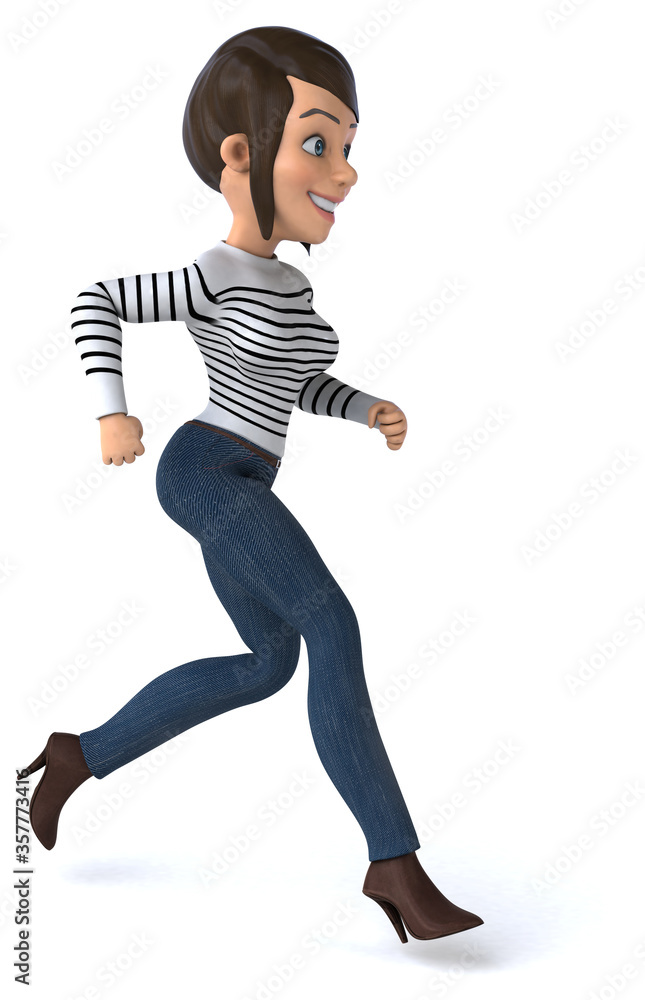 Fun 3D cartoon casual character woman Fun 3D cartoon casual character woman