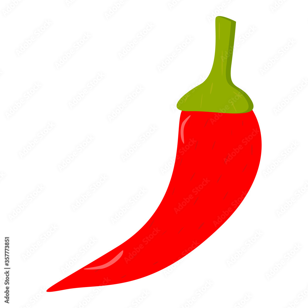 Red chili pepper flat vegetable on white background for design. Vector isolated sign set. Natural product. Red chili pepper flat vegetable on white background for design. Vector isolated sign set. Natural product.