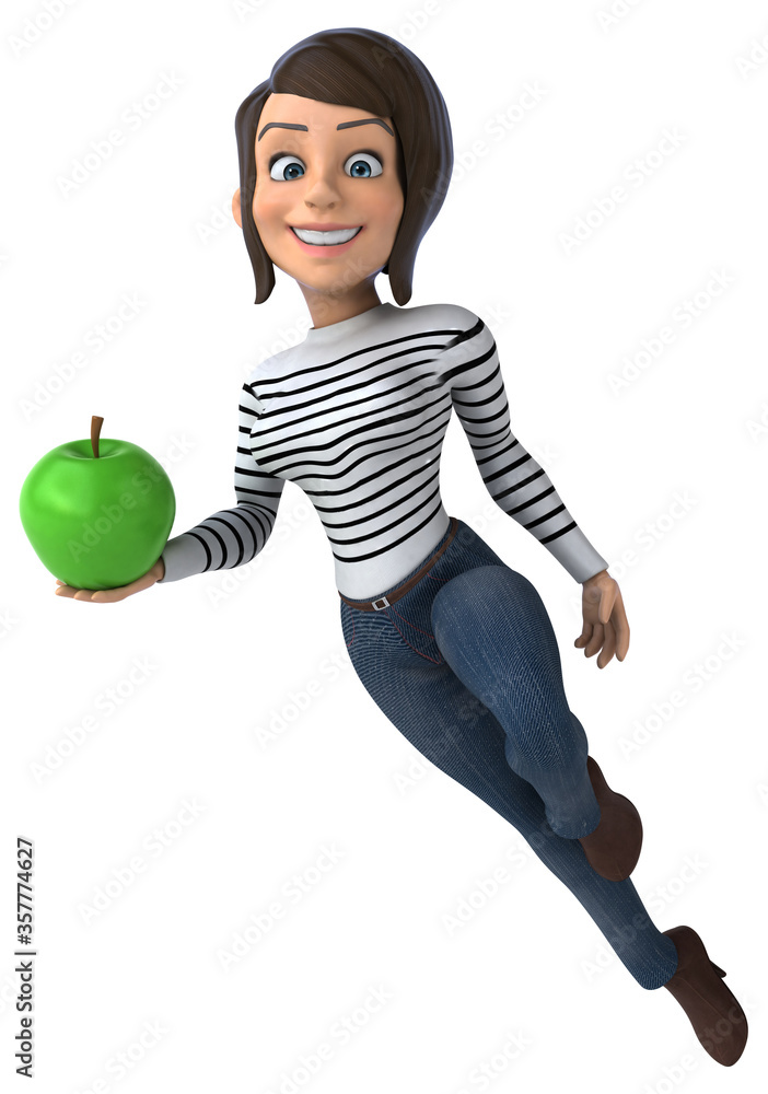 Fun 3D cartoon casual character woman Fun 3D cartoon casual character woman