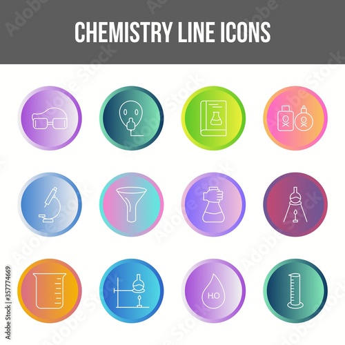 Unique chemistry vector line icon set