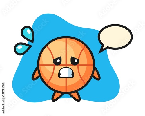 Basketball cartoon with afraid gesture