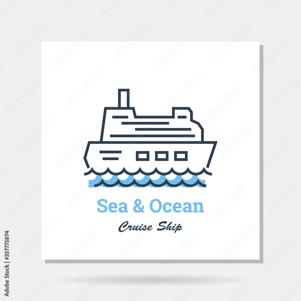 Vector simple company logo example - Sea and ocean, cruse ship Vector simple company logo example - Sea and ocean, cruse ship