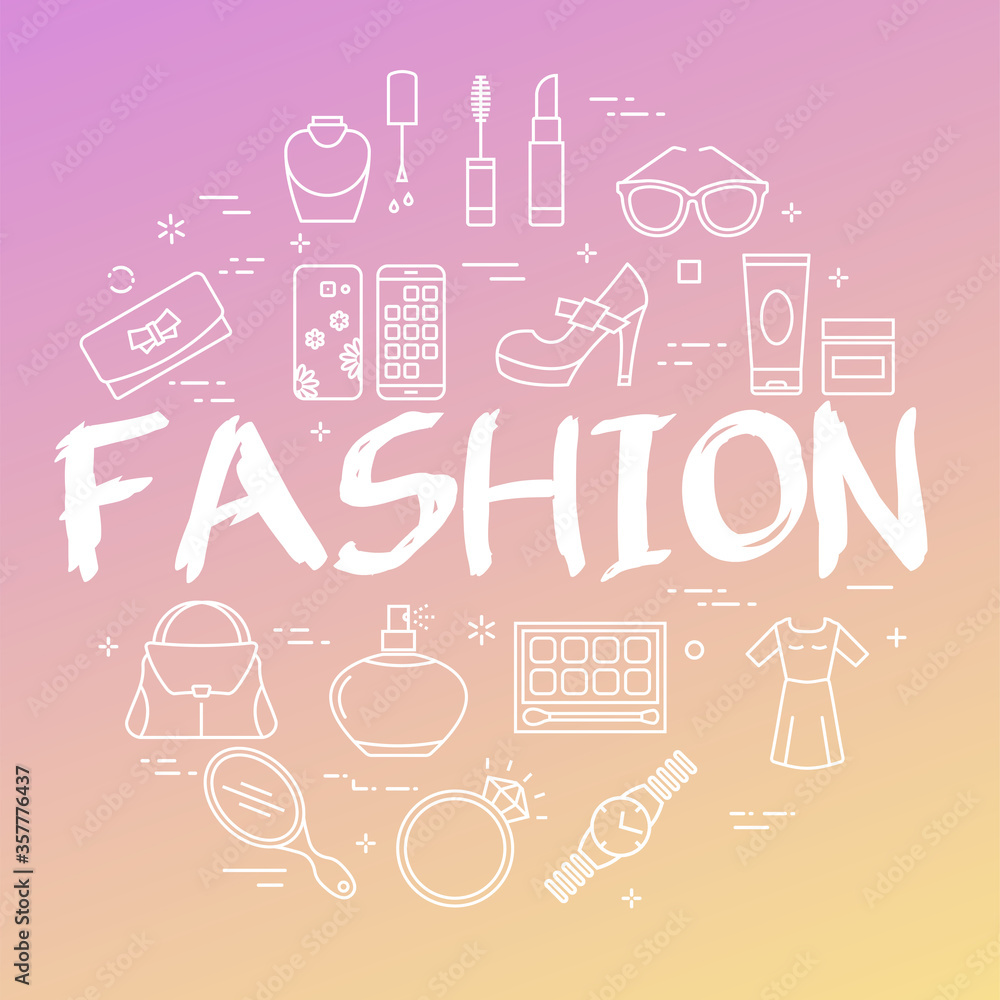 Gradient banner of woman accessories with white text fashion Gradient banner of woman accessories with white text fashion
