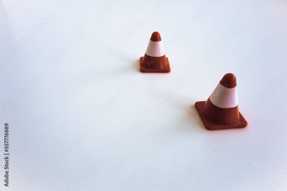 Red construction cones on white isolate Red construction cones on white isolate