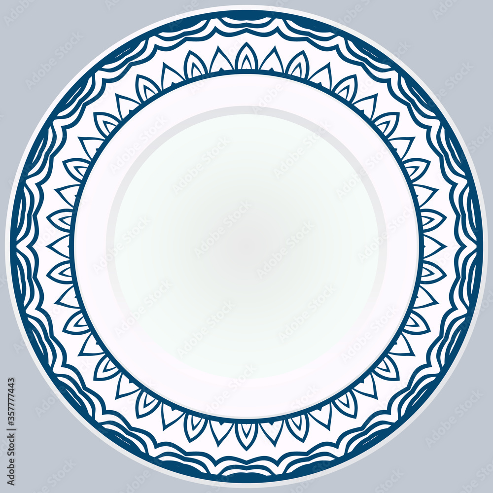 Decorative plate with round ornament in ethnic style. Fashion background with ornate dish. Vector illustration. Decorative plate with round ornament in ethnic style. Fashion background with ornate dish. Vector illustration.