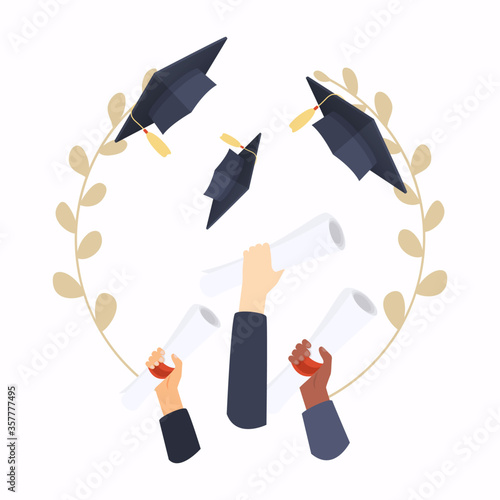 Graduation cap. Education. Flat design modern vector illustration concept.