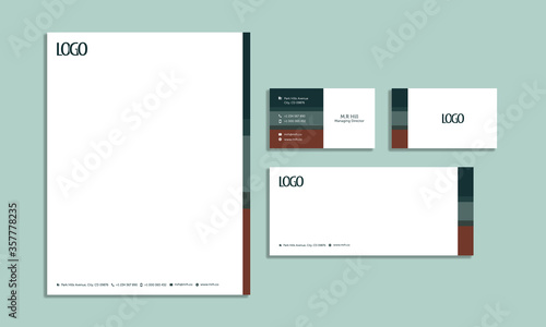 set of stationery with corporate design, stationery template, brand identity, office, creative, elegant, business card, envelope, letterhead