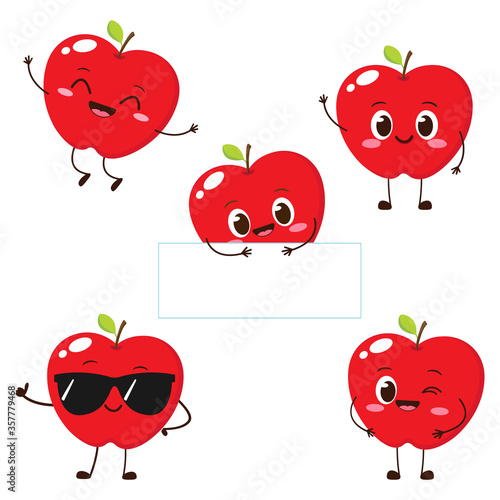 Apple character with funny face