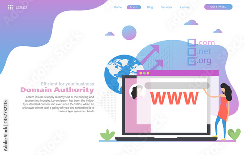 Vector web header template of domain authority in flat