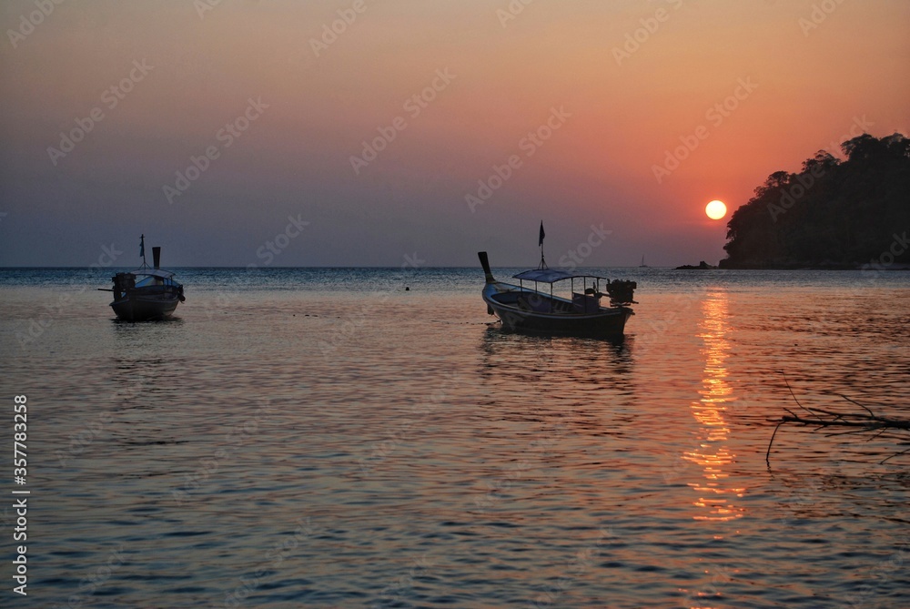 Sea view at sunset, Evening sky at southern of THAILAND.