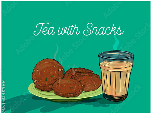 kerala tea snacks vector illustration