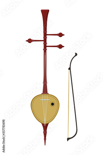 Thai culture fiddle flat style isolated on white. music instrument object concept vector for your design work, presentation, website or others.
