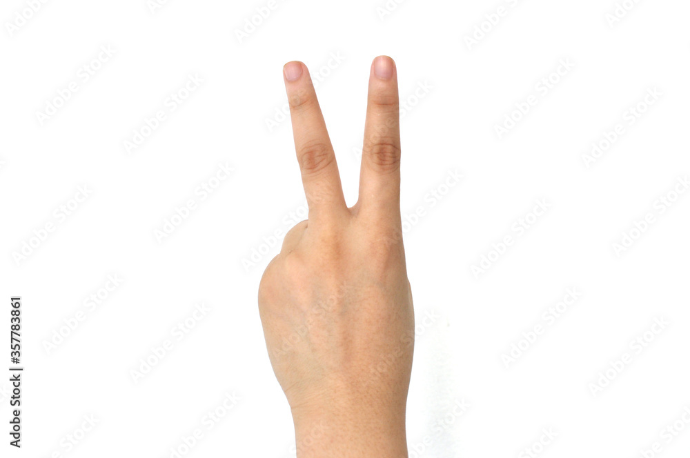 Women back peace sign two fingers Women back peace sign two fingers