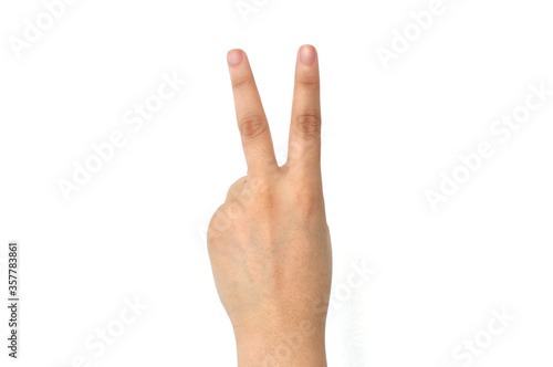 Women back peace sign two fingers