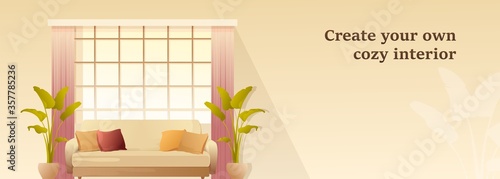 Interior design living room vector