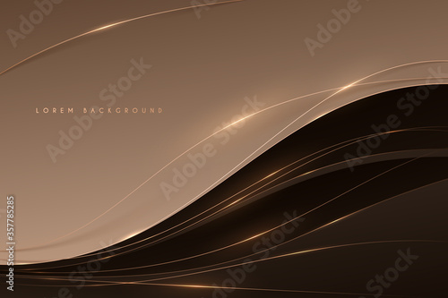 Abstract soft brown color background with gold lines photo