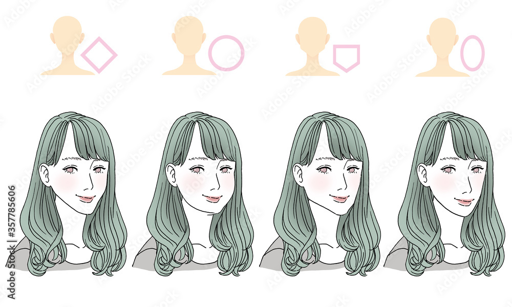 顔型別ヘアスタイルイラスト