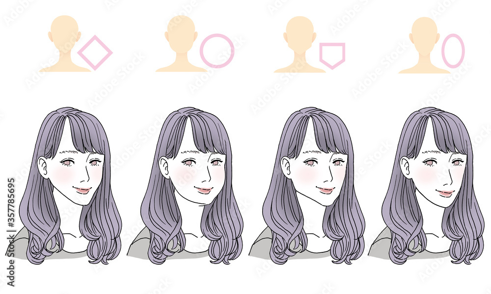 顔型別ヘアスタイルイラスト 顔型別ヘアスタイルイラスト