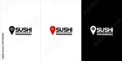 Vector sushi logo combination. Japanese food and roll symbol or icon. Unique seafood logotype design template.