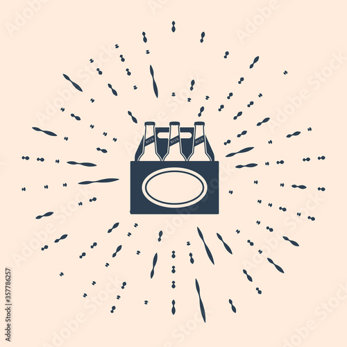 Black Pack of beer bottles icon isolated on beige background. Case crate beer box sign. Abstract circle random dots. Vector Illustration
