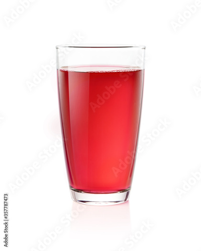 Glass of strawberry juice isolated on white background.Clipping path.