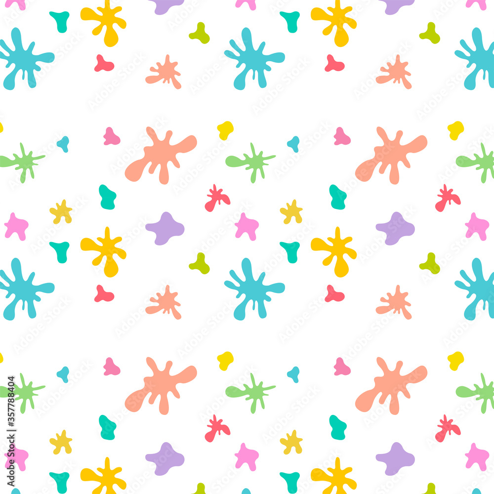 Seamless pattern of multi-colored blots on a white background vector cartoon