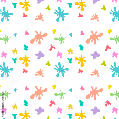 Seamless pattern of multi-colored blots on a white background vector cartoon