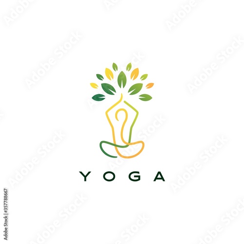 yoga leaf tree logo vector icon illustration