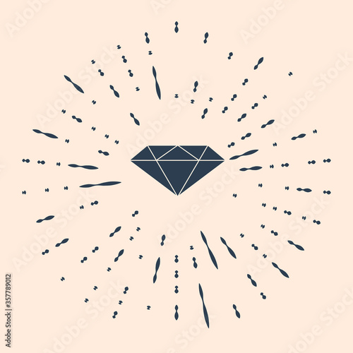 Black Diamond icon isolated on beige background. Jewelry symbol. Gem stone. Abstract circle random dots. Vector Illustration