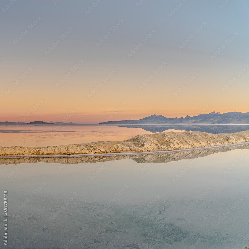 Square frame Panorama view of pans at the Bonnievale Salt Flats