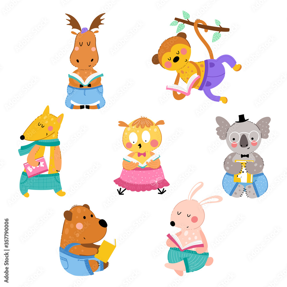 Set with animals read books Set with animals read books