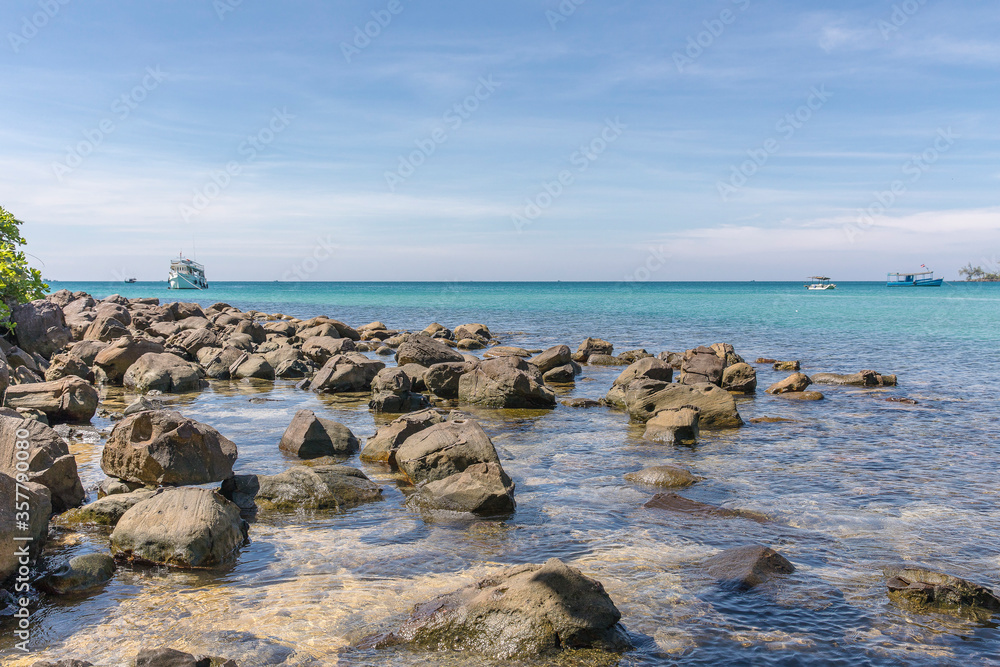 Obraz premium Lazy beach, koh rong samloem island, Sihanoukville, Cambodia.