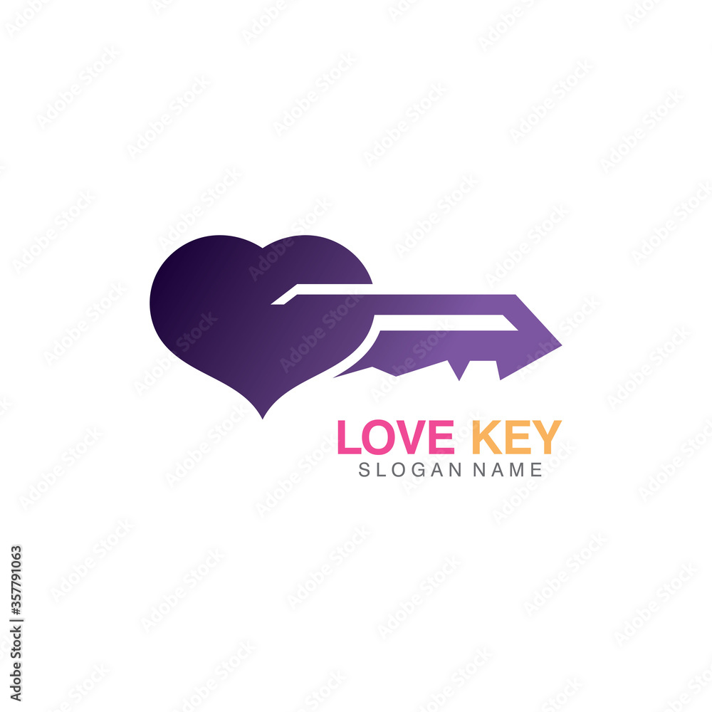 Love Key icon creative concept vector. Key logo template vector Love Key icon creative concept vector. Key logo template vector