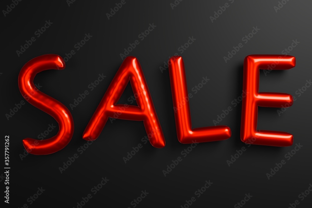 Red Ballon sign sale Glitching Effects 3D rendering