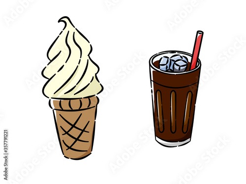 ソフトクリーム　ドリンク　セット