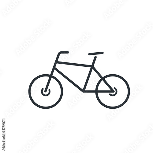 flat vector image isolated on white background, bicycle linear icon
