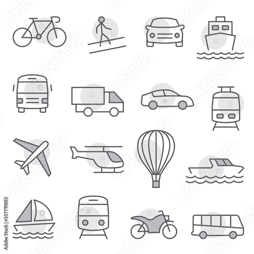Transport icons set on white background