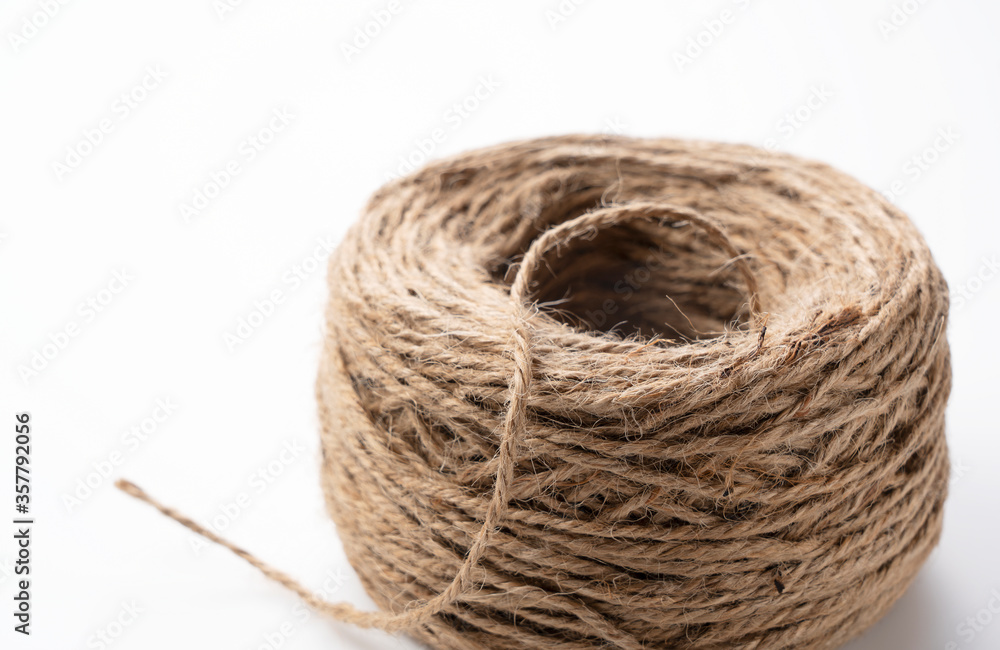Burlap string on a white background Burlap string on a white background