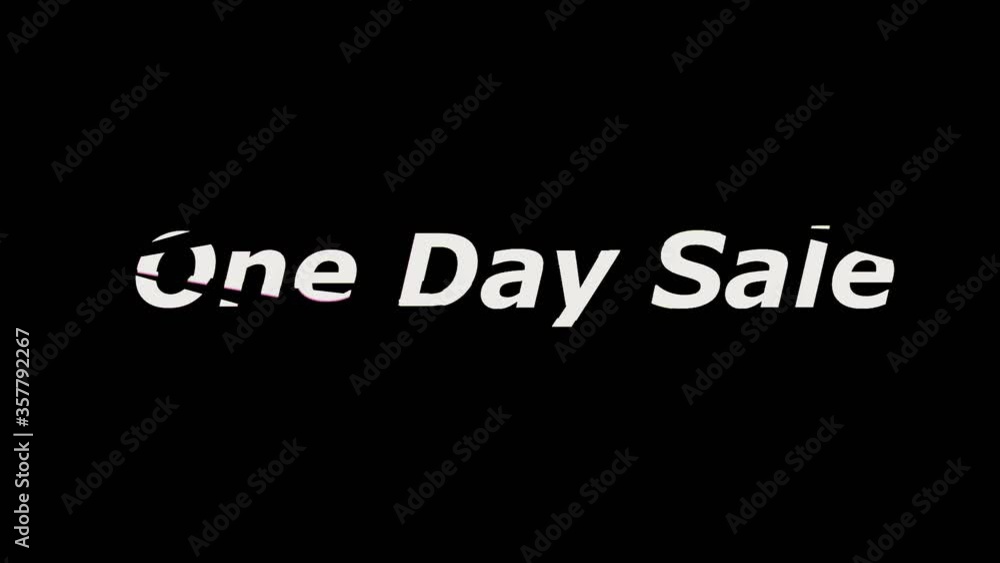 one day sale. Sale promotion message with glitch effect animation for sale promotion advertising one day sale. Sale promotion message with glitch effect animation for sale promotion advertising