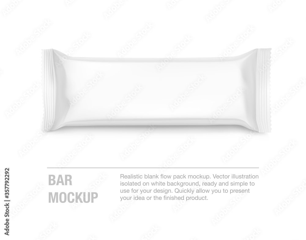 Hight realistic flow packaging mockup. Vector illustration isolated on white background. Can be use for your design, promo, adv and etc. Possibility for food, pharmaceutical, cosmetic. EPS10.
Hight realistic flow packaging mockup. Vector illustration isolated on white background. Can be use for your design, promo, adv and etc. Possibility for food, pharmaceutical, cosmetic. EPS10.