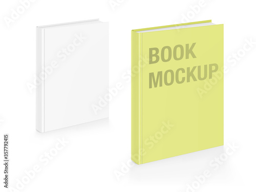 Hight realistic template of blank cover book isolated on white background. Vector illustration. It can be used for promo, catalogs, brochures, magazines, etc. Ready for your design. EPS10.	