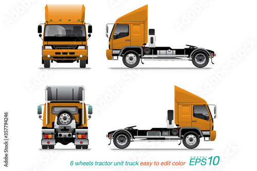 VECTOR EPS10 - 6 wheel tractor unit truck,semi-trailer,
isolate on white background.