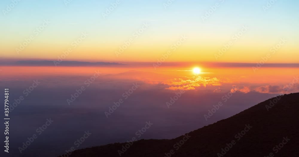 Lockdown time lapse shot of beautiful sunset over natural landscape - Big Island, Hawaii Lockdown time lapse shot of beautiful sunset over natural landscape - Big Island, Hawaii