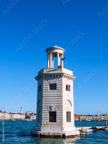 Leuchtturm auf der Insel San Giorgio Maggiore in Venedig, Italien