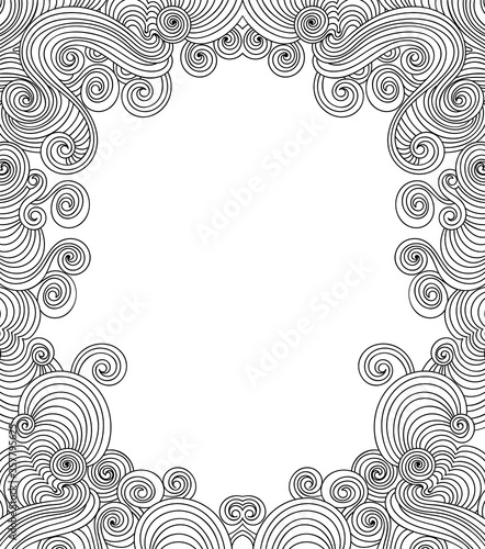 Beautiful abstract vector frame with handwritten curling lines