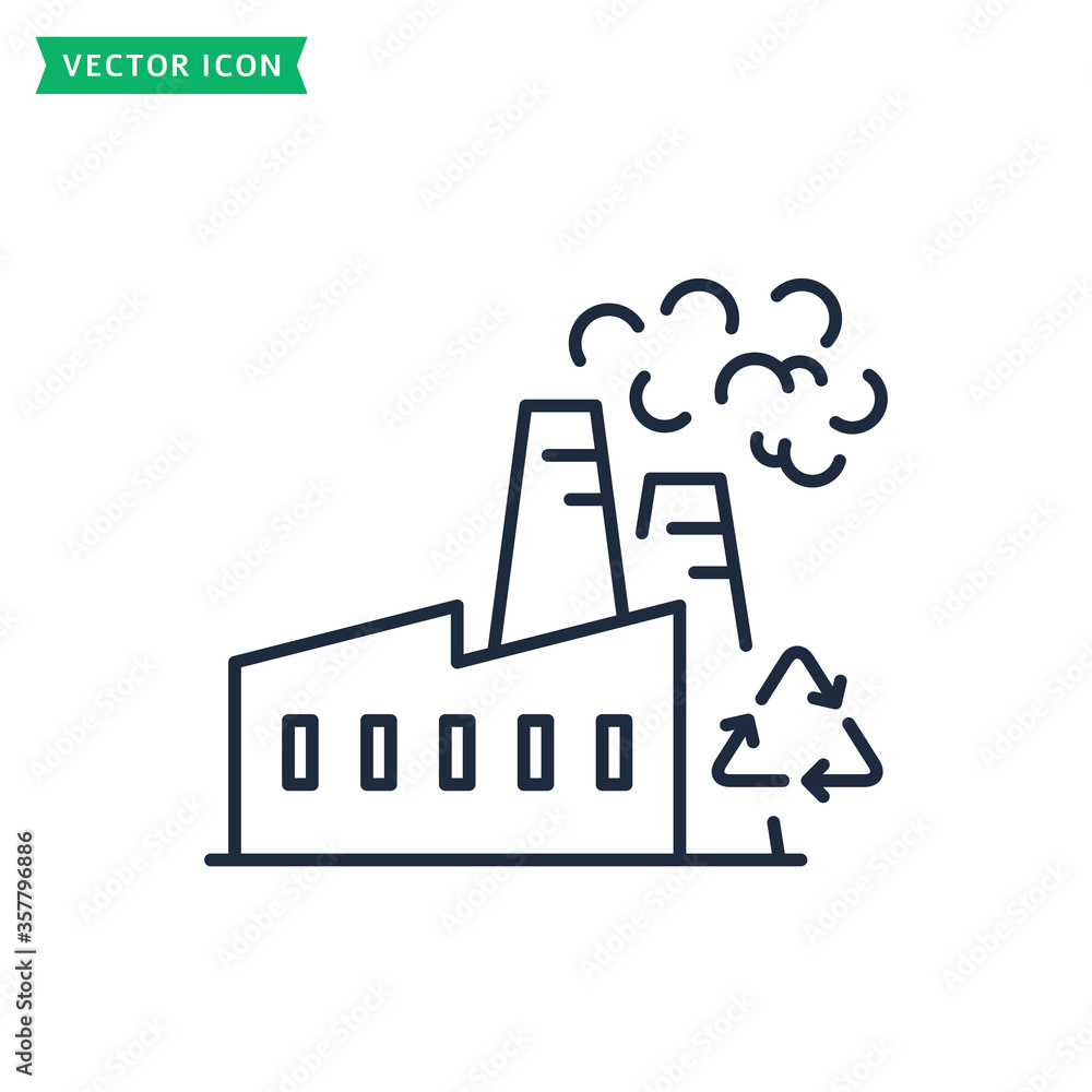 Factory line icon. Garbage processing plant. Vector. Factory line icon. Garbage processing plant. Vector.