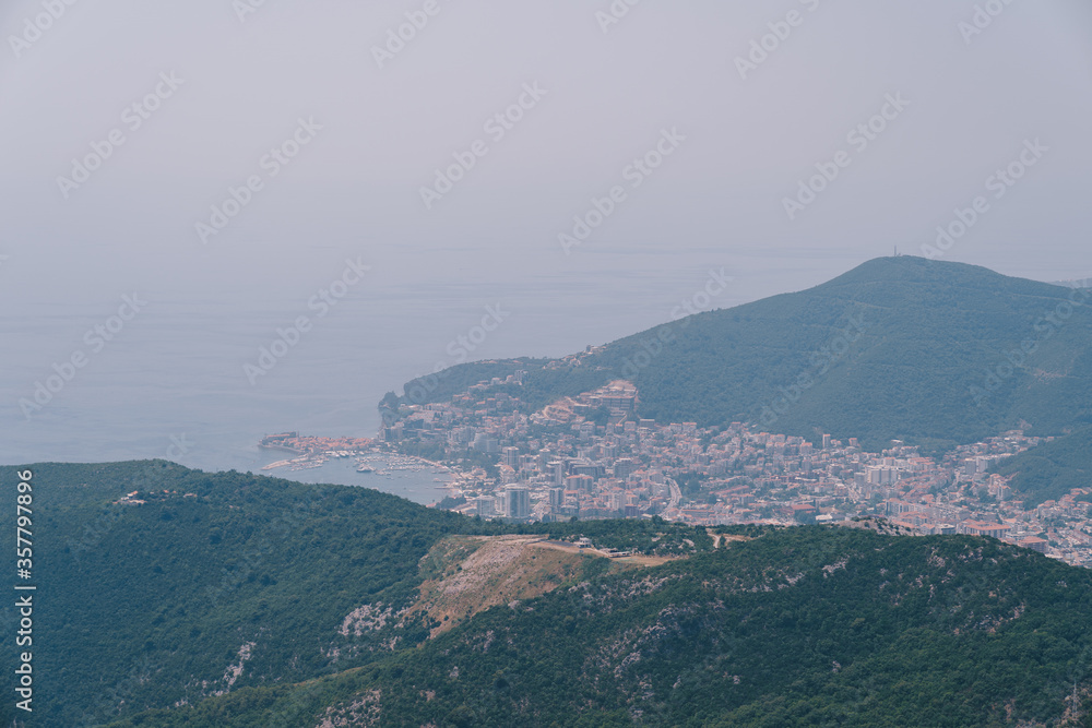 View from the mountain to the city of Budva in Montenegro.