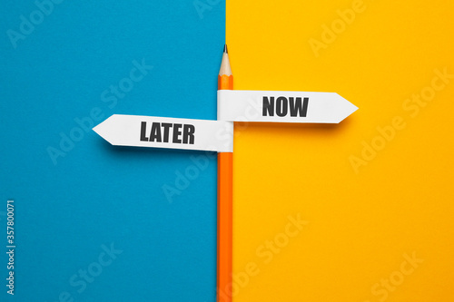 Pencil - direction indicator - choice of now or later. photo