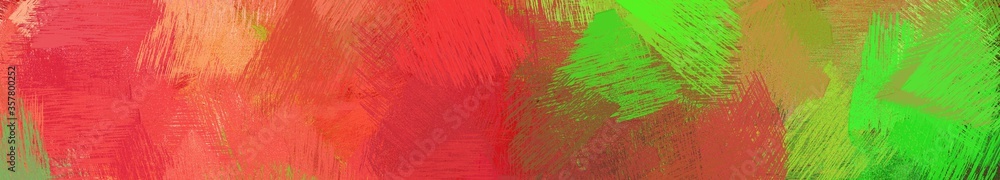 Fototapeta premium wide landscape graphic with abstract brush strokes background decoration with moderate red, lime green and yellow green. can be used for wallpaper, cards, poster or banner