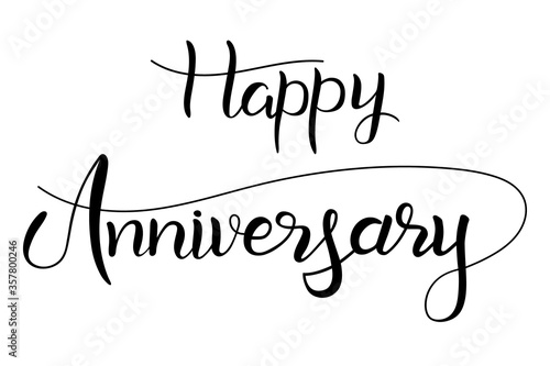 Happy anniversary brush hand lettering text isolated